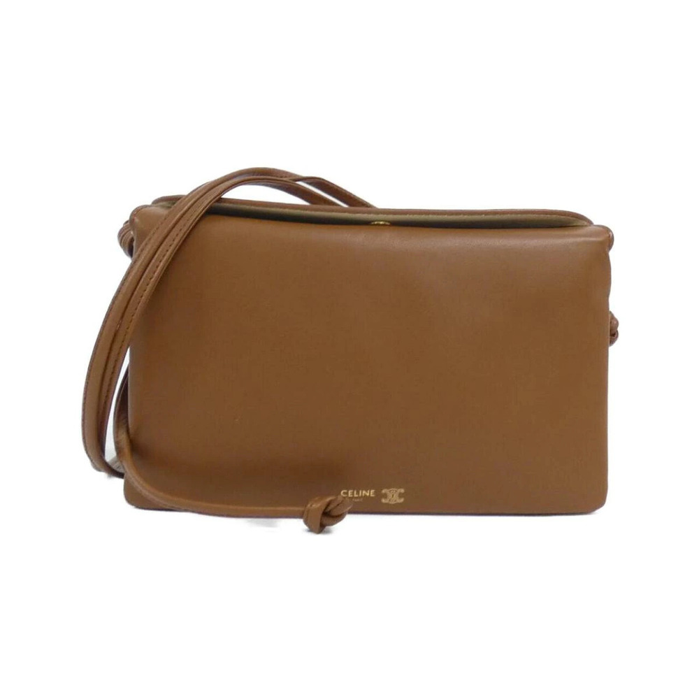 Celine Trio Flap Shoulder Bag Brown